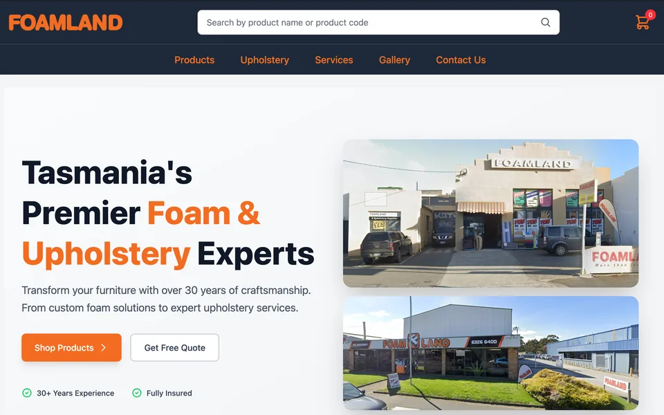 Foamland website built by VPS Digital