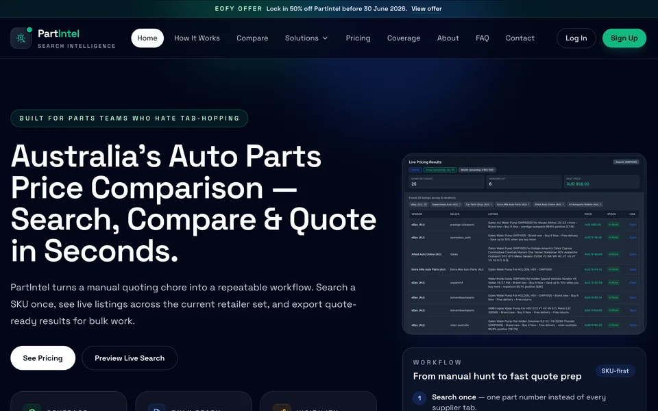 PartIntel website built by VPS Digital